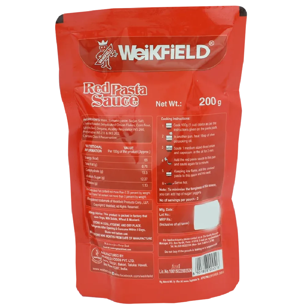 Weikfield Red Pasta Sauce, 200 g Pouch-2.webp